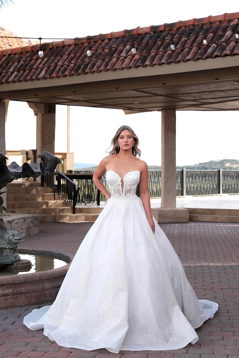 unique ivory super glitter ball gown